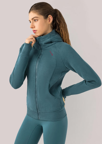 Alpine Fleece Zip Hoodie – Dusty Petrol