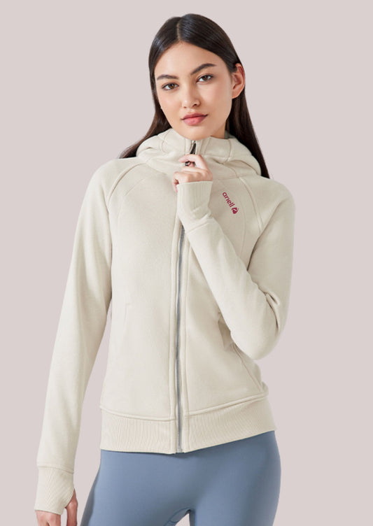 Alpine Fleece Zip Hoodie – Cream