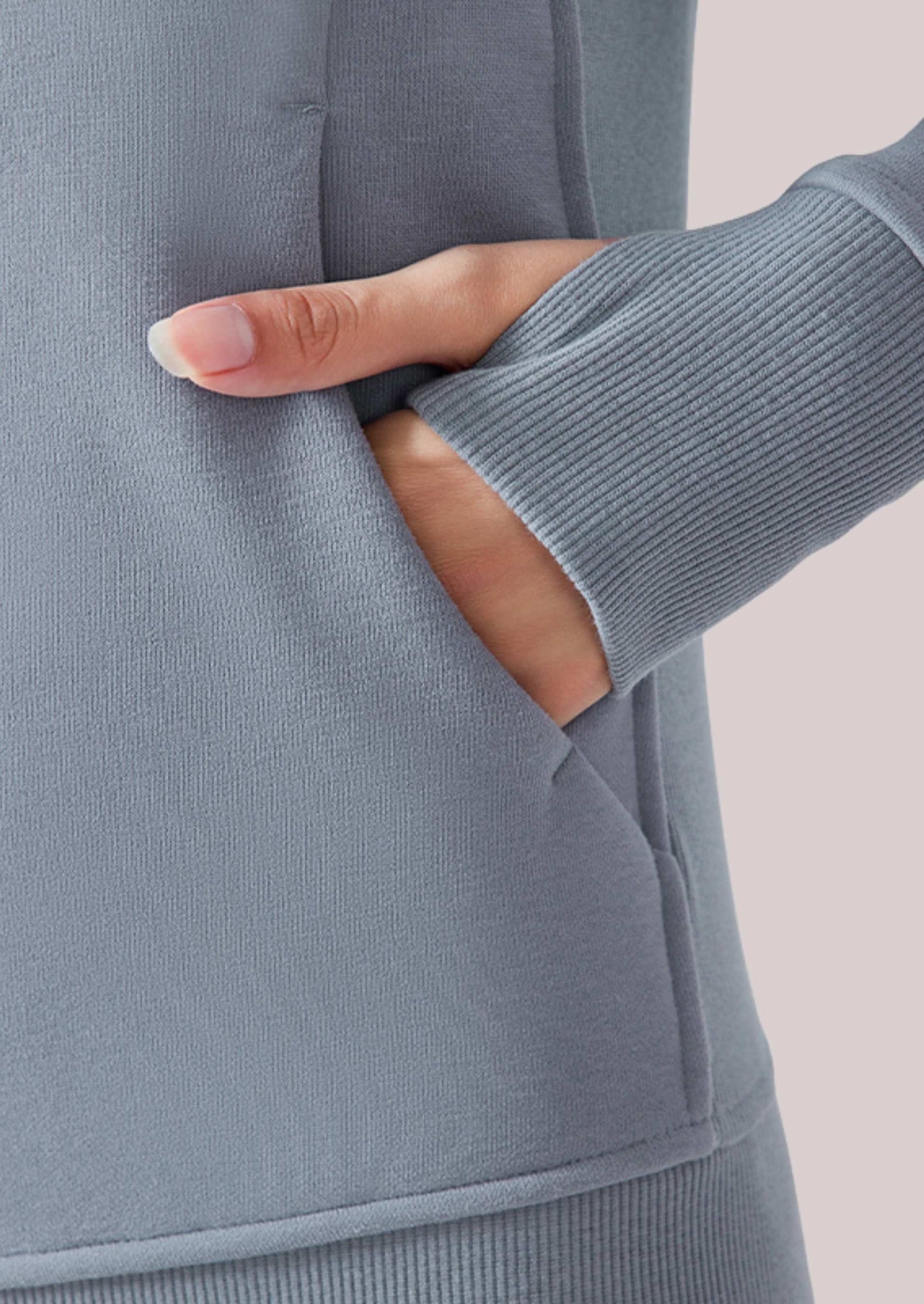 Alpine Fleece Zip Hoodie – Dusty Blue