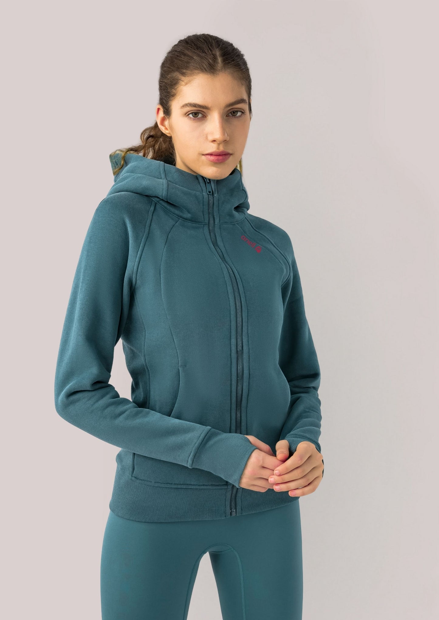 Alpine Fleece Zip Hoodie – Dusty Petrol