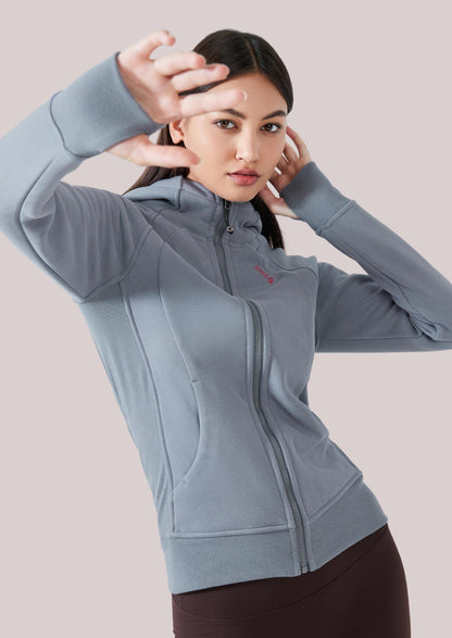 Alpine Fleece Zip Hoodie – Dusty Blue