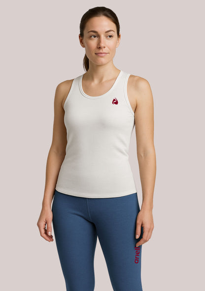 Close-up Italian brushed fabric white thermal tank