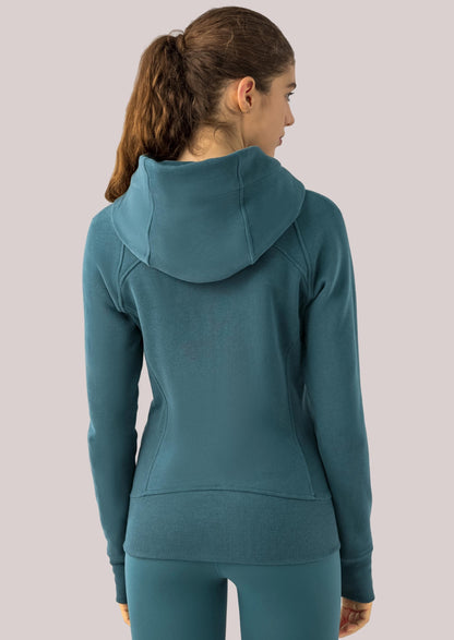 Alpine Fleece Zip Hoodie – Dusty Petrol