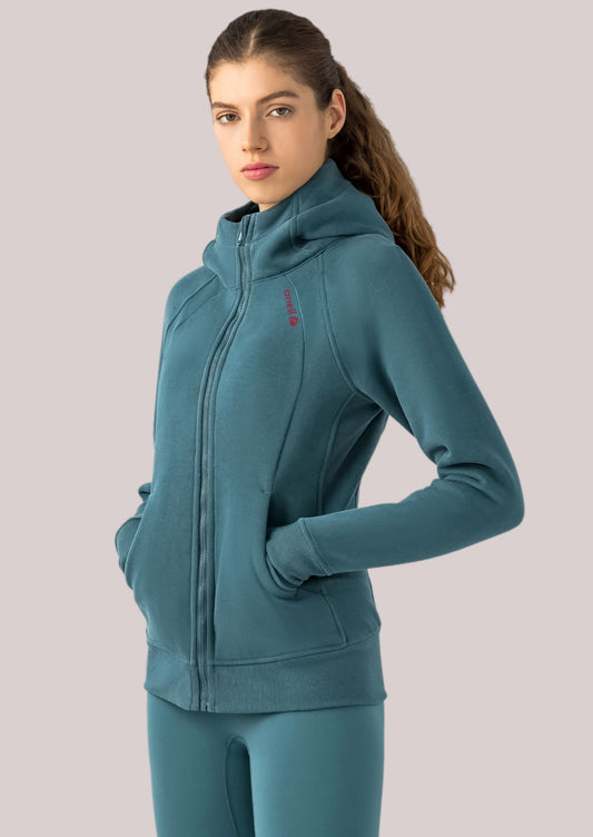 Alpine Fleece Zip Hoodie – Dusty Petrol