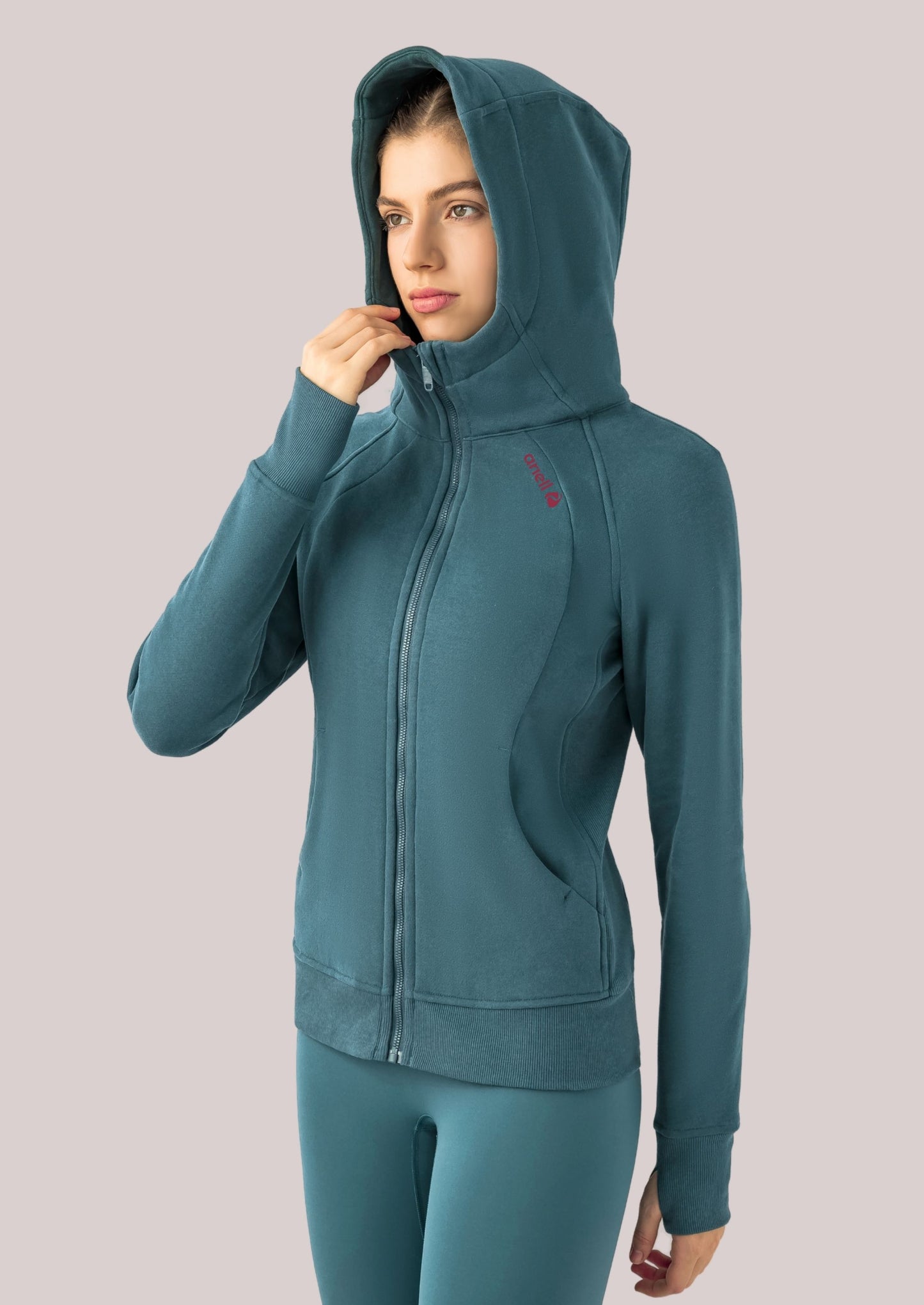 Alpine Fleece Zip Hoodie – Dusty Petrol